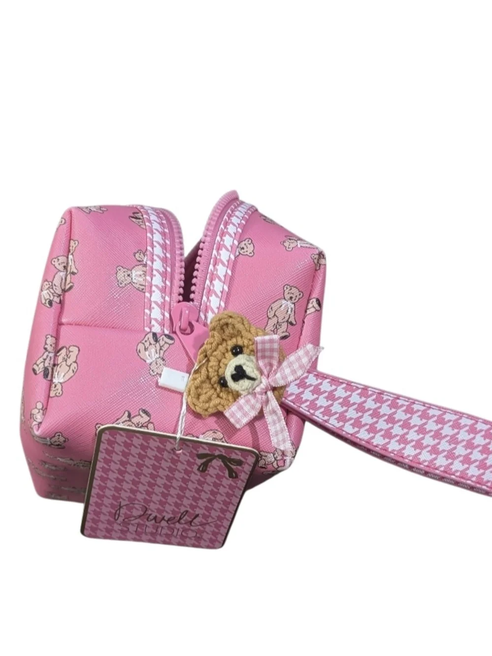 Dwell Studios Pink Teddy Print Cosmetic Bag